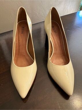 Maeve Patent Pointed-Toe Pumps in Cream